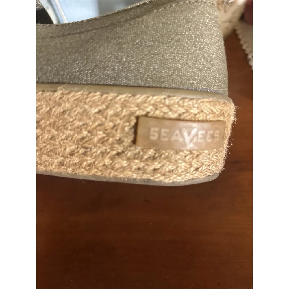SeaVees‎ Ladies Army Green Oceanside Espadrille high Stretch Canvas Shoes 8.5